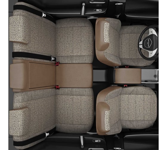 Авточехлы AVTOLIDER1 для Toyota Hilux 8 с 2015-н.в. джип-пикап Задняя спинка единая, сиденье 40 на 60, передний и задний подлокотники, 5 подголовников TA27-1303-LEN02