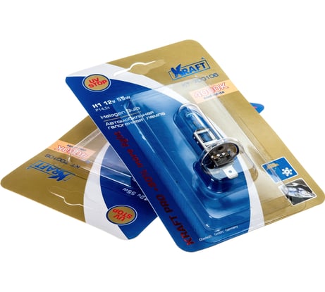 Комплект автоламп KRAFT Н1, 12 В, 55 Вт, Pro +80% more light, 2 шт. KT 700221