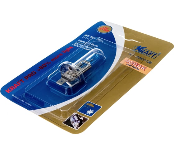 Комплект автоламп KRAFT Н1, 12 В, 55 Вт, Pro +80% more light, 2 шт. KT 700221