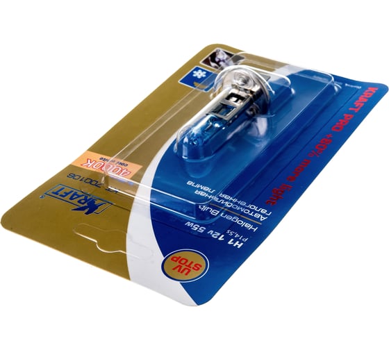 Комплект автоламп KRAFT Н1, 12 В, 55 Вт, Pro +80% more light, 2 шт. KT 700221