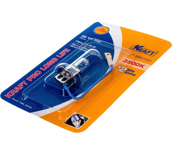 Комплект автоламп KRAFT Н3, 12 В, 55 Вт, Pro Long Life, 2 шт. KT 700224