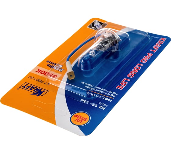 Комплект автоламп KRAFT Н3, 12 В, 55 Вт, Pro Long Life, 2 шт. KT 700224