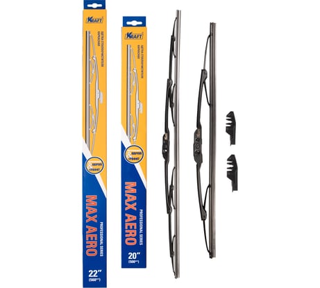 Комплект каркасных щёток стеклоочистителя KRAFT 560/500 мм, 2 адаптера KT 830893