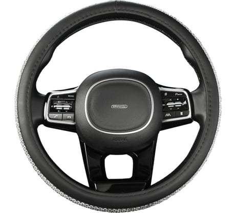 Оплетка SKYWAY Crystal-1 M черная экокожа/серебряные стразы S01102461