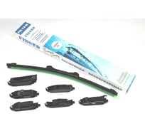 Щетка стеклоочистителя бескаракасная FINORD с тефлоновым покрытием № мультиадаптерная 14 (350 мм), 6 адаптеров: Hook, Bayonet, Pinch tab, Push button 16/19, Bayo FN-14-M