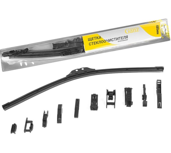 Бескаркасная щетка стеклоочистителя Ganz 480mm (8 адаптеров) GIS01018 1