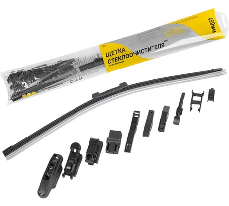 Бескаркасная щетка стеклоочистителя Ganz NEW 450mm (10 адаптеров) GIS01031