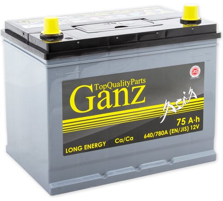 Аккумулятор Ganz ASIA 75 А/ч обратный R+ 260x175x225 D26 EN 640 А GAA750