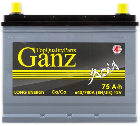 Аккумулятор Ganz ASIA 75 А/ч обратный R+ 260x175x225 D26 EN 640 А GAA750