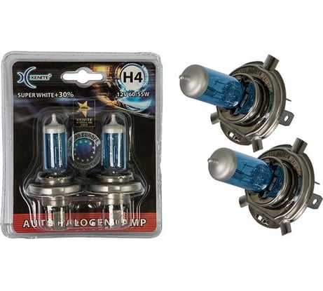 Автомобильная лампа XENITE SUPER WHITE H4, P43t, 12 В, 2 шт. 1007045