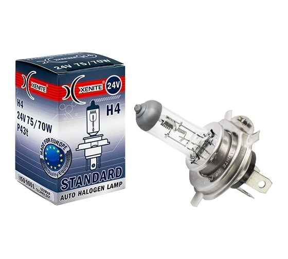 Автомобильная лампа XENITE STANDARD H4, P43t, 24V, 1 шт. 1007064