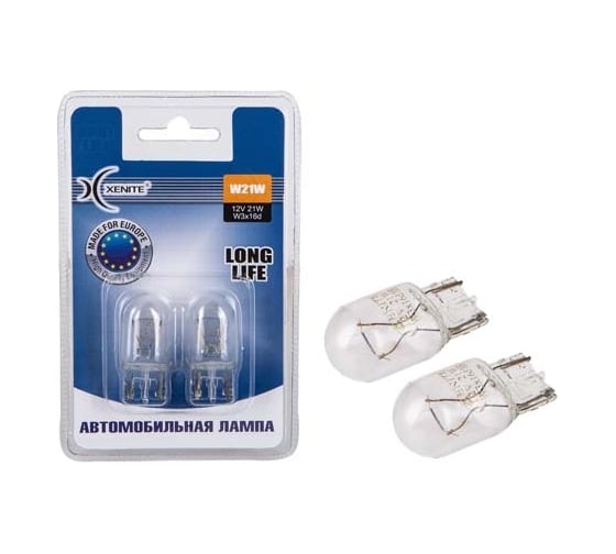 Автомобильная лампа XENITE W21W, W3x16d, LONG LIFE, 12V,  2 шт. 1007115