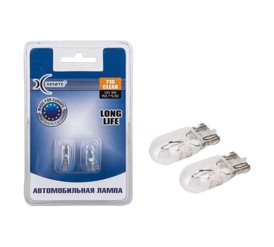Автомобильная лампа XENITE T10, W5W, LONG LIFE, 12V, 2 шт. 1007113