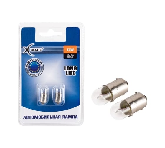 Автомобильная лампа XENITE T4W, BA9S, LONG LIFE, 12V, 2 шт. 1007124