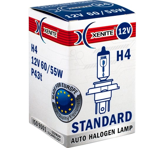 Автомобильная лампа XENITE STANDARD H4, P43t, 1 шт. 1007013