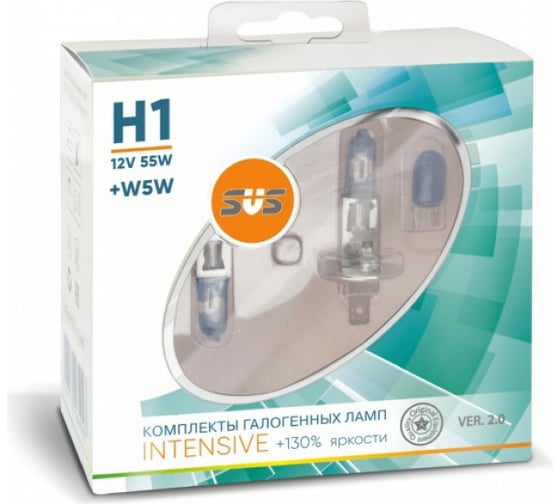 Галогенные лампы SVS серия Intensive+130% Ver.2.0 12 В, H1, 55W+W5W, белые, 2 шт. 0200117000