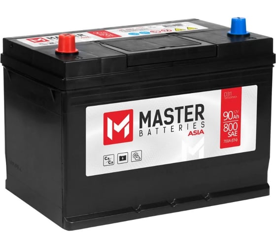 Аккумулятор автомобильный MASTER BATTERIES Asia 90Ah L+ MBA901 1