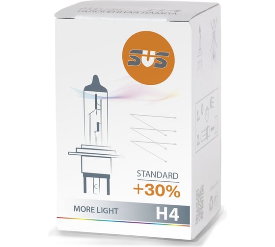 Галогенная автолампа SVS Standard +30% H4, 12 В, 60/55 Вт, P43t-38 0200007000
