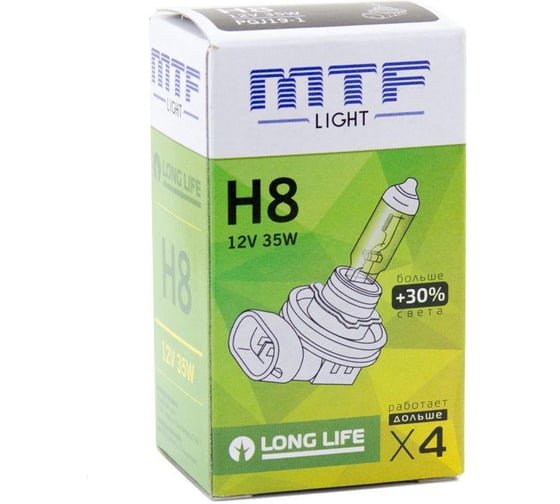 Галогеновая лампа MTF Light Standart+30% H8, 12В, 35Вт, 800 лм, 2900К 50777 HS1208 1