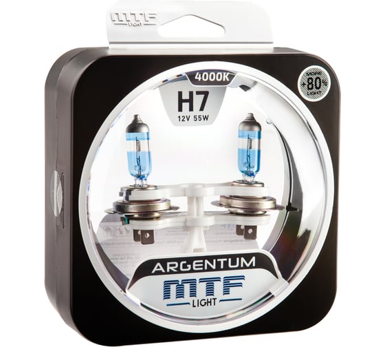 Галогеновая лампа MTF Light Argentum+80% H7, 12В, 55Вт, 1500 Лм, 4000К 40929 H8A1207 1