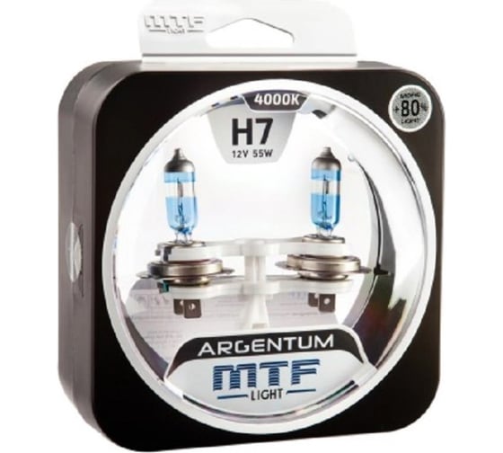 Галогеновая лампа MTF Light Argentum+80% H7, 12 В, 55 Вт, 1500 Лм, 4000 К 40929