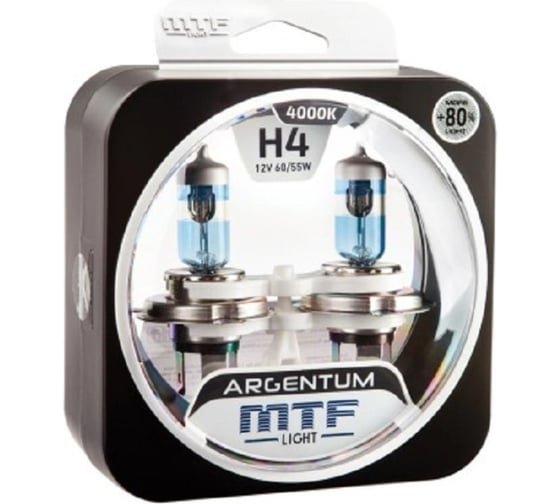 Галогеновая лампа MTF Light Argentum+80% H4, 12 В, 60/55 Вт, 1650/1200 Лм, 4000 К 40788 1