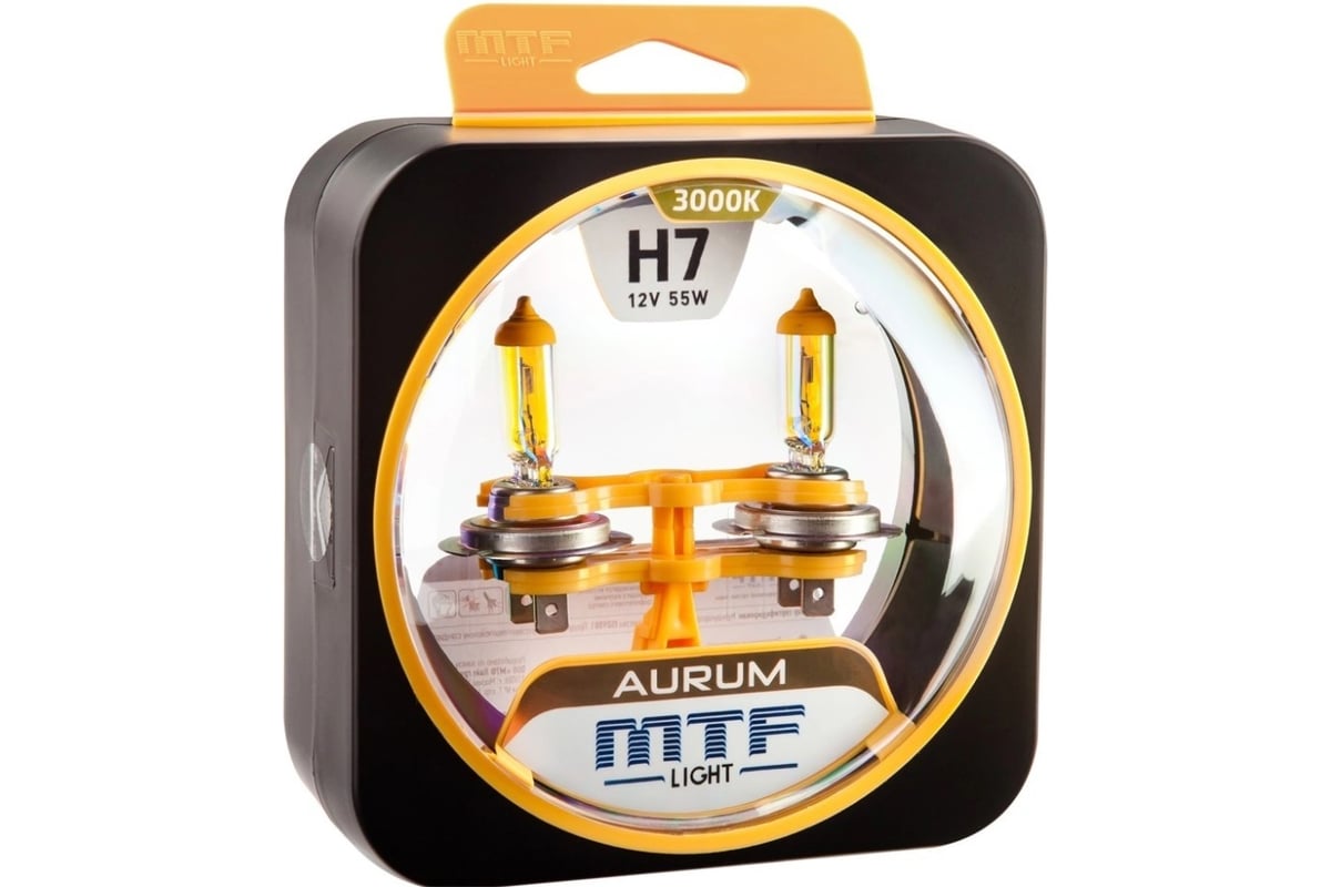 Галогеновая лампа MTF Light Aurum H7, 12 В, 55 Вт, 1500 Лм, 3000 К ...