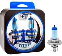 Галогеновая лампа MTF Light Palladium H4, 12 В, 60/55 Вт, 1650/1200 Лм, 5500 К 40823