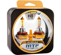 Галогеновая лампа MTF Light Aurum H8, 12 В, 35 Вт, 800 Лм, 3000 К 40799