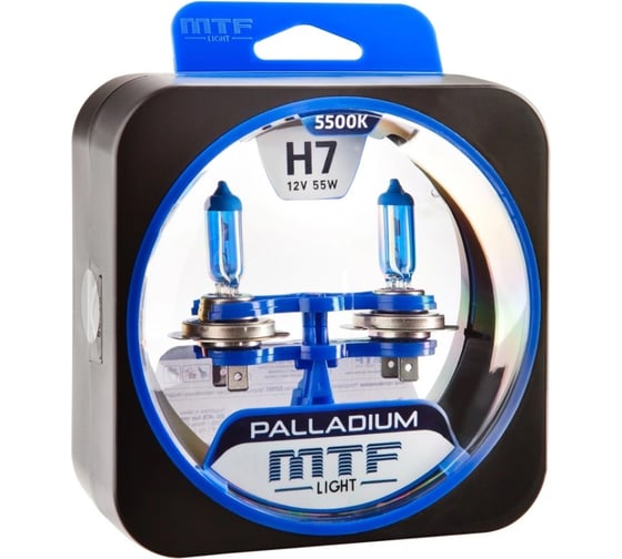 Галогеновая лампа MTF Light Palladium H7, 12 В, 55 Вт, 1500 Лм, 5500 К 40824