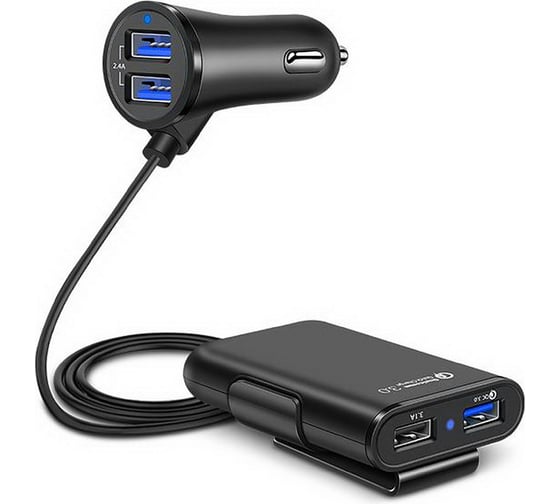 Автомобильное зарядное устройство Wiiix с удлинителем 4 USB 2,4А+3,4А, кабель 1,8м CH-U4-5 1