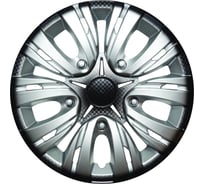 Колпаки LION ЛИОН 16, серебристо-черный, карбон, 2 шт. LW1633