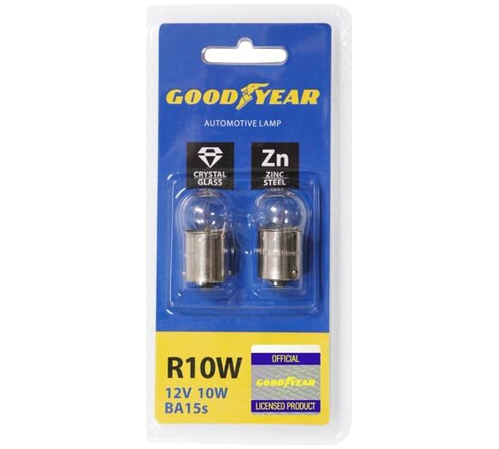 Автомобильная лампа накаливания Goodyear R10W, 12 В, 10 Вт, BA15s, 2 шт. GY012211 1
