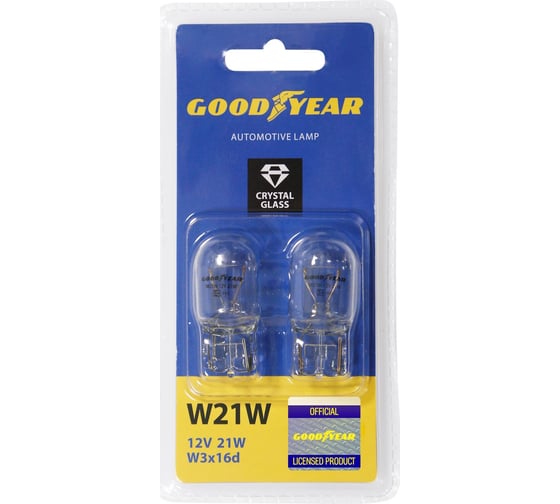 Автомобильная лампа накаливания Goodyear W21W, 12 В, 21 Вт, W3x16d, 2 шт. GY015222 1