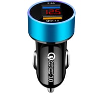 Зарядное устройство в автомобиль Wiiix с вольтметром/амперметром, черный/синий UCC-4-2-01-56