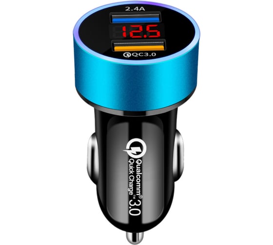 Зарядное устройство в автомобиль Wiiix с вольтметром/амперметром, черный/синий UCC-4-2-01-56 1