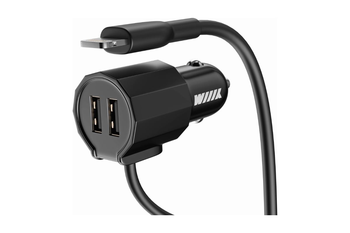 Зарядное устройство в автомобиль Wiiix 2.4+2.4 А, кабель Lightning CH ...