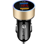 Зарядное устройство в автомобиль Wiiix с вольтметром/амперметром, черный/золотой UCC-4-2-01-44