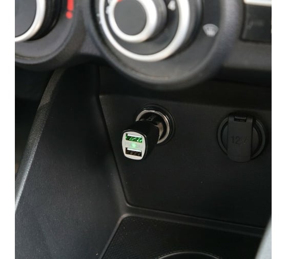 Автомобильный адаптер Carline 2хUSB, 1/2.1 А, в прикуриватель, 12/24 В, черный ch-2ub