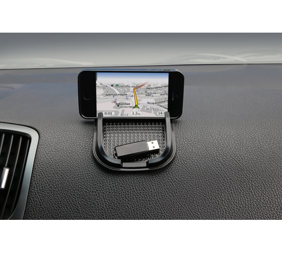 Противоскользящий коврик на панель Carline подставка с бортами, 100х150х20 мм, черный NS-30B