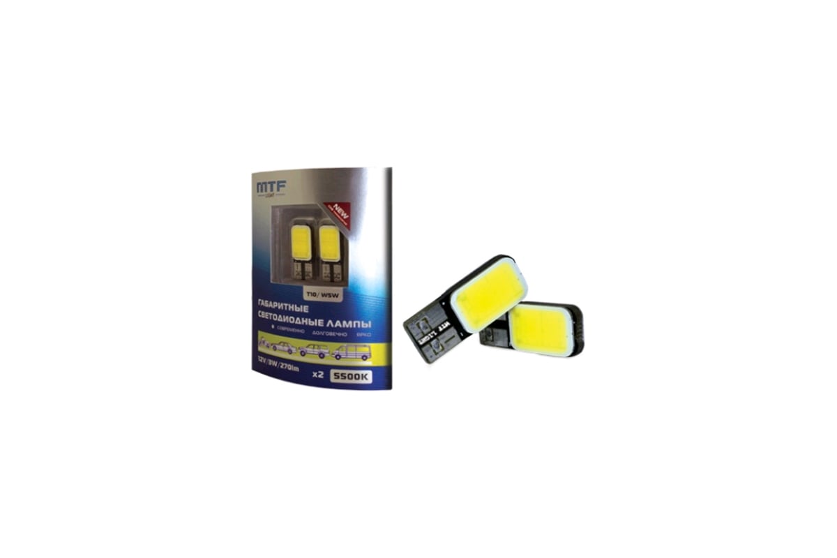 Светодиодная лампа MTF Light COB LED, W5W/T10, 12 В, 3 Вт, 270 лм, 5500 ...