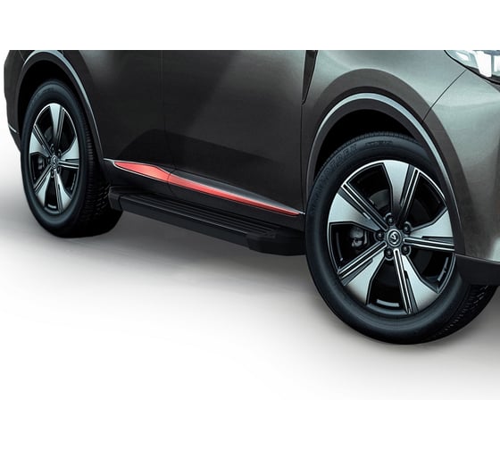 Пороги на автомобиль Rival Black для Changan CS55 Plus II поколение 2021-н.в./UNI-S 2024-н.в., рынок РФ, 173 см, 2 шт, алюминий F173ALB.8903.1