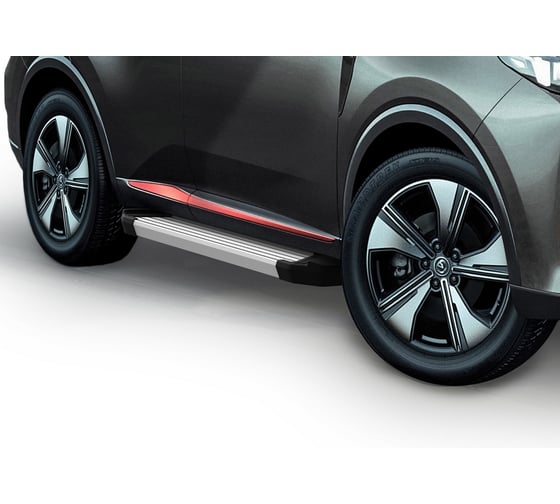 Пороги на автомобиль Rival Silver для Changan CS55 Plus II поколение 2021-н.в./UNI-S 2024-н.в., рынок РФ, 173 см, 2 шт., алюминий F173AL.8903.1