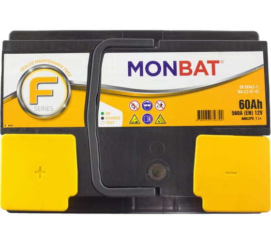 Автомобильная аккумуляторная батарея MONBAT FORMULA 60 АЧ 560 А прямая MF6056L21