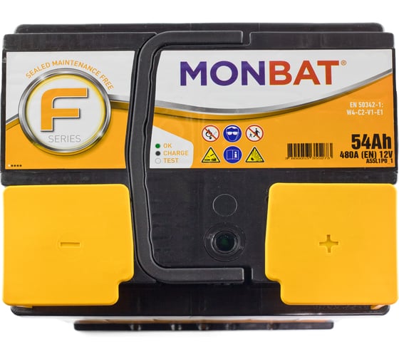 Автомобильная аккумуляторная батарея MONBAT FORMULA 54 Ач 480 А обратная MF5448L10
