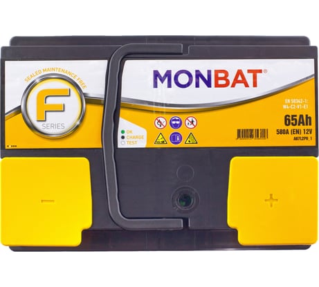 Автомобильная аккумуляторная батарея MONBAT FORMULA 65 Ач 580 А обратная MF6558L20