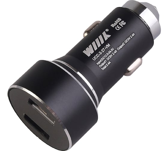 Зарядное устройство Wiiix вольтметр/амперметр, два USB-порта/2.4+2.4А/ UCC-2-27-VM 1