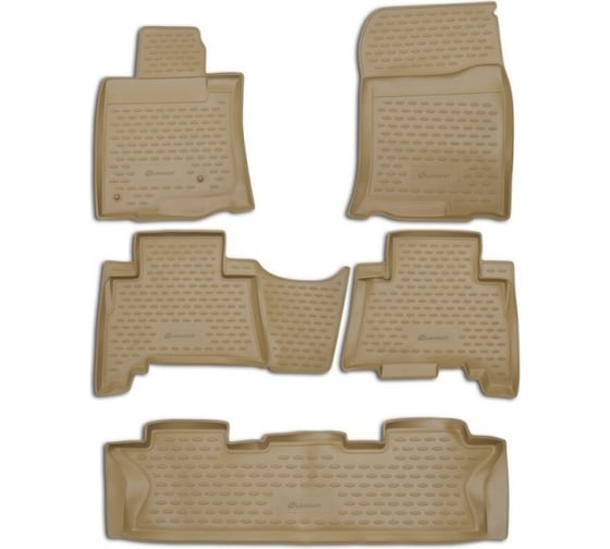 Коврики в салон ELEMENT для TOYOTA Land Cruiser Prado 12/2009 г.в., 5 шт., 7 мест, полиуретан, бежевые NLC.48.27.212k 1