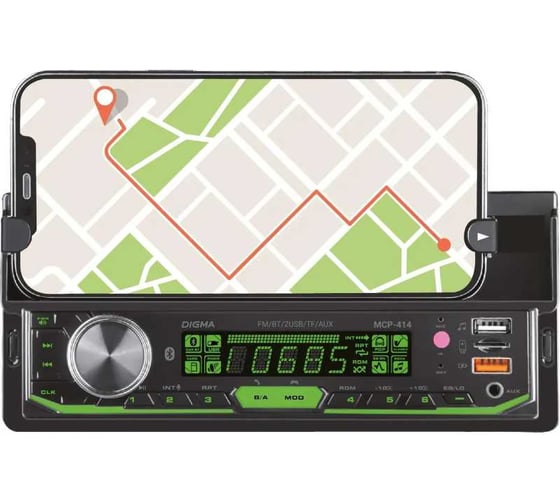 Автомагнитола DIGMA MCP-414 1DIN, 4x50 Вт, BT5.0, USB2.0, AUX 2, ПДУ 2012332