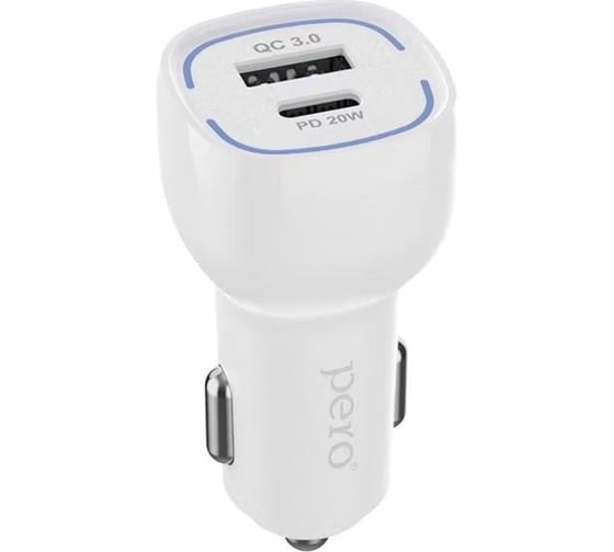 AЗУ PERO AC05 USB-A QC3.0 + USB-C PD, 38W, белое AС05WH